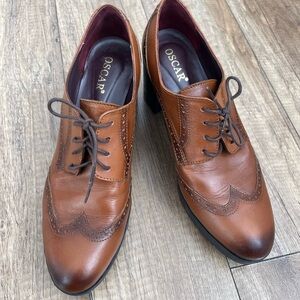 Brown Leather Oxfords, Heels and Lace Up